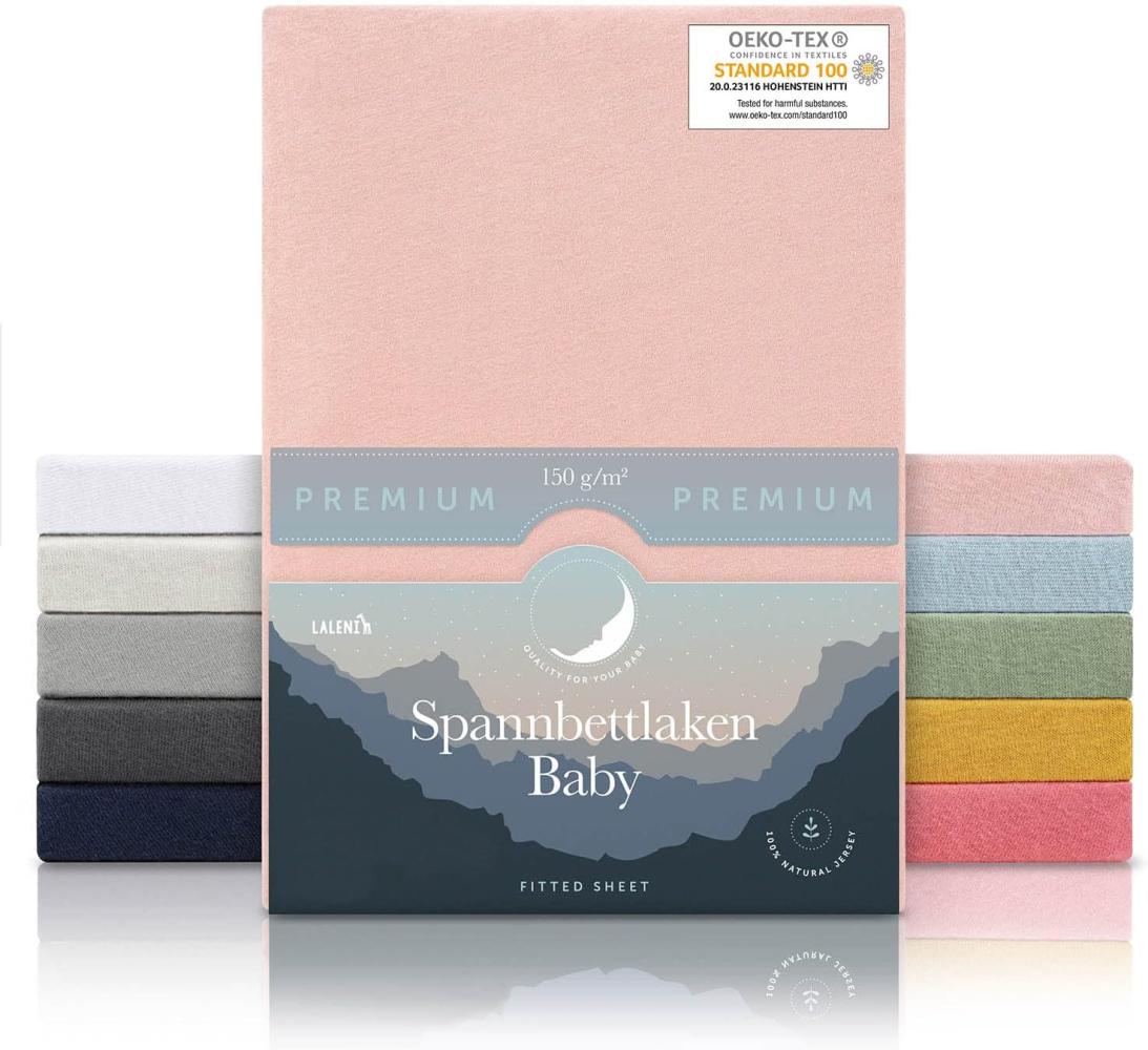Laleni Premium Spannbettlaken für Beistellbett 50x89 cm - Oeko-Tex Zertifiziert, 100% Baumwolle, atmungsaktives Spannbetttuch Jersey Baby, 150 g/m², Rosa Bild 1