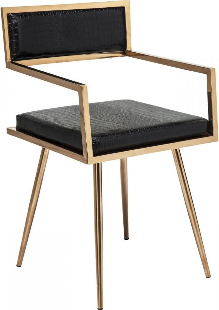 Kare Design Armlehnstuhl Jazz Rosegold, eleganter Stuhl, Schminktischstuhl schwarz, Krokoleder Stuhl, (H/B/T) 81x49x44cm Bild 1