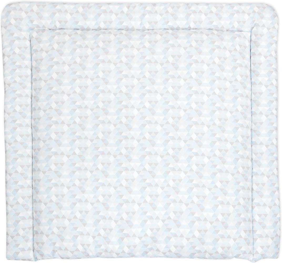 KraftKids Wickelauflage in kleine Dreiecke blau grau weiß, Wickelunterlage 60x70 cm (BxT), Wickelkissen Bild 1