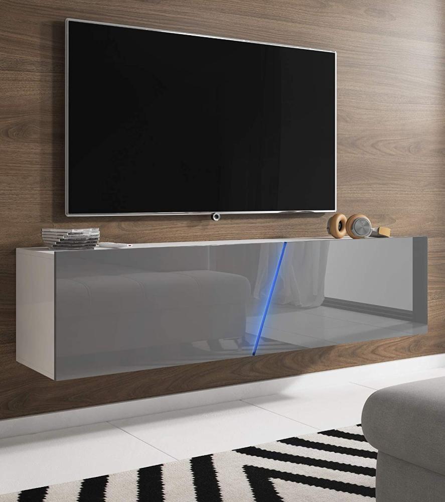 TV-Lowboard Space Lack Hochglanz grau mit Beleuchtung 160 cm Bild 1