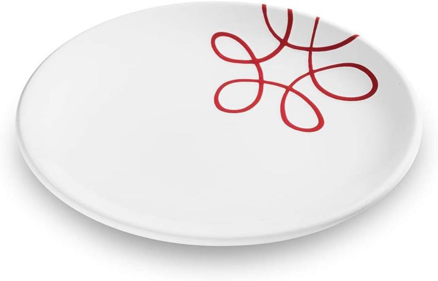 Pur Geflammt Rot, Dessertteller Cup (Ø 20cm) - Gmundner Keramik Frühstücksteller - Mikrowelle geeignet, Spülmaschinenfest Bild 1