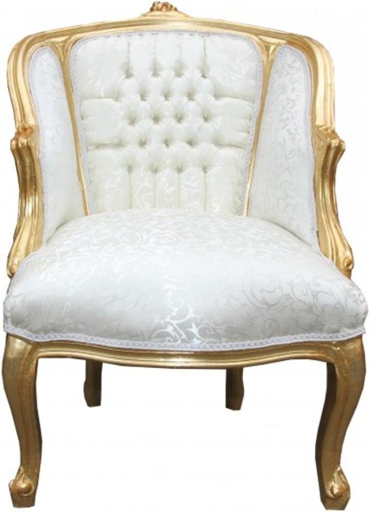 Casa Padrino Barock Salon Sessel Weiß/ Gold - Cocktailsessel Bild 1