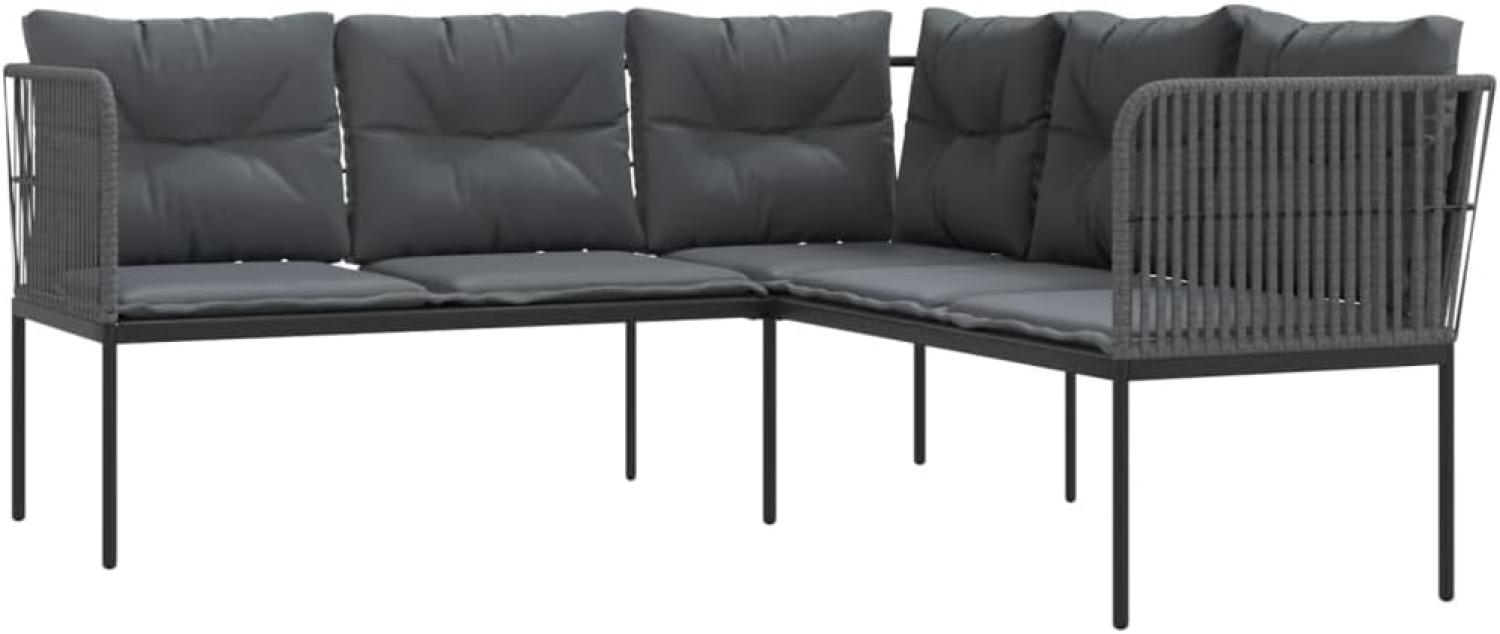 Gartensofa in L-Form mit Kissen Schwarz Stahl und Textilene 4008111 Bild 1