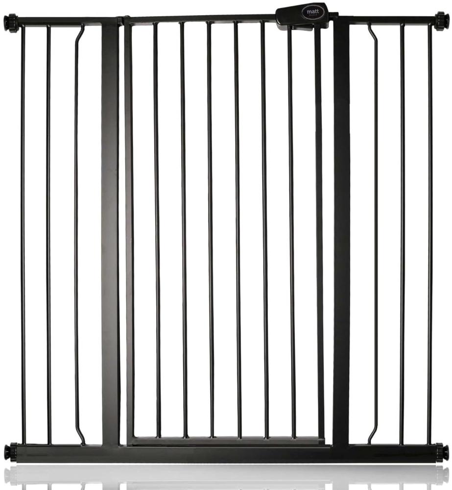 Safetots Extrahoher Metall-Sicherheitsgitter, Druckmontage, 100.8cm - 108.4cm, Mattschwarz, 104cm Höhe, Extrahohe Treppengitter, Gitter für hohe Babys, Einfache Installation Bild 1