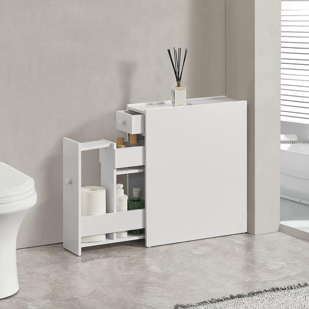 Badezimmerschrank 'Kihniö' Nischenregal Küchenschrank mit Schubladen Badschrank, schmal, weiß, 58 x 16 x 48 cm Bild 1