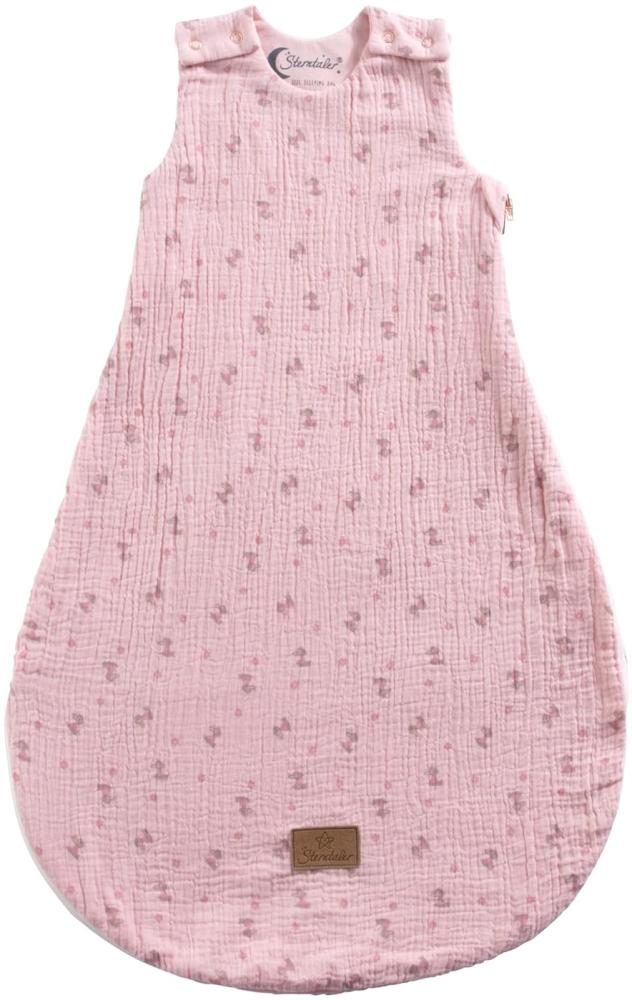 Baby Schlafsack Esel Emmi Girl Flora rose aus Musselin mit Jerseyfutter, Neugeborenenschlafsack Größe 50/56, zartrosa, TOG 0,50 Bild 1