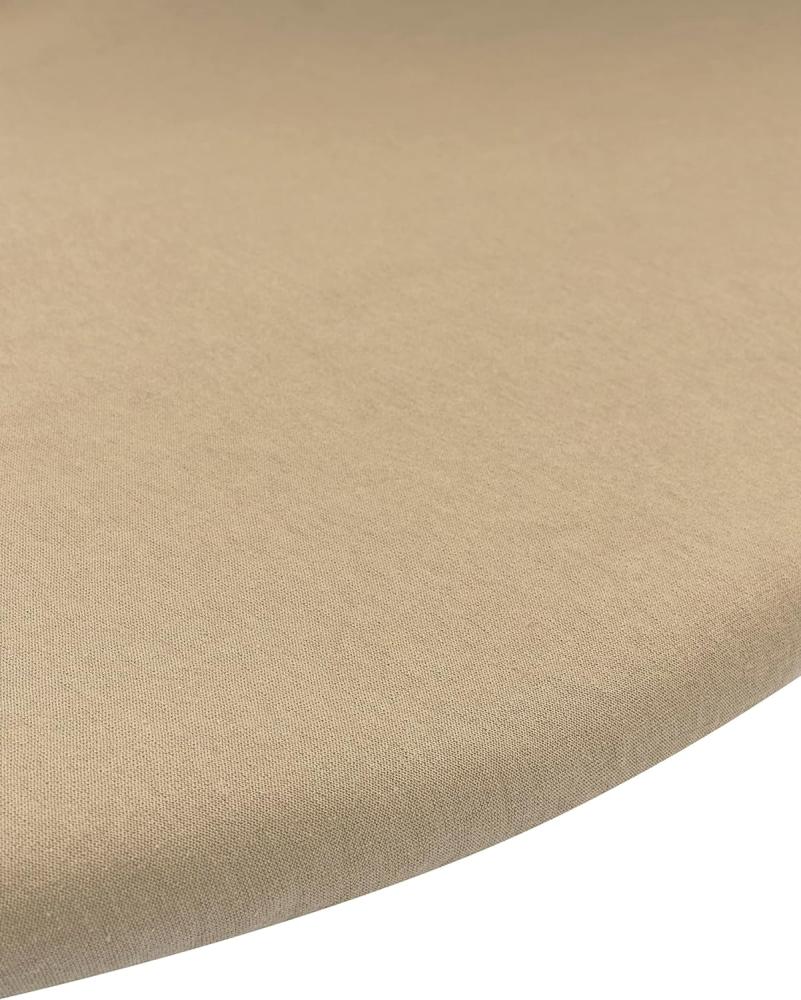 Meyco Baby Uni Spannbettlaken für die Laufgittermatratze (Bettlaken mit weicher Jersey-Qualität, aus 100% Baumwolle, perfekte Passform durch Rundum-Gummizug, atmungsaktiv, Maße: rund 90 / 95cm), Taupe Bild 1