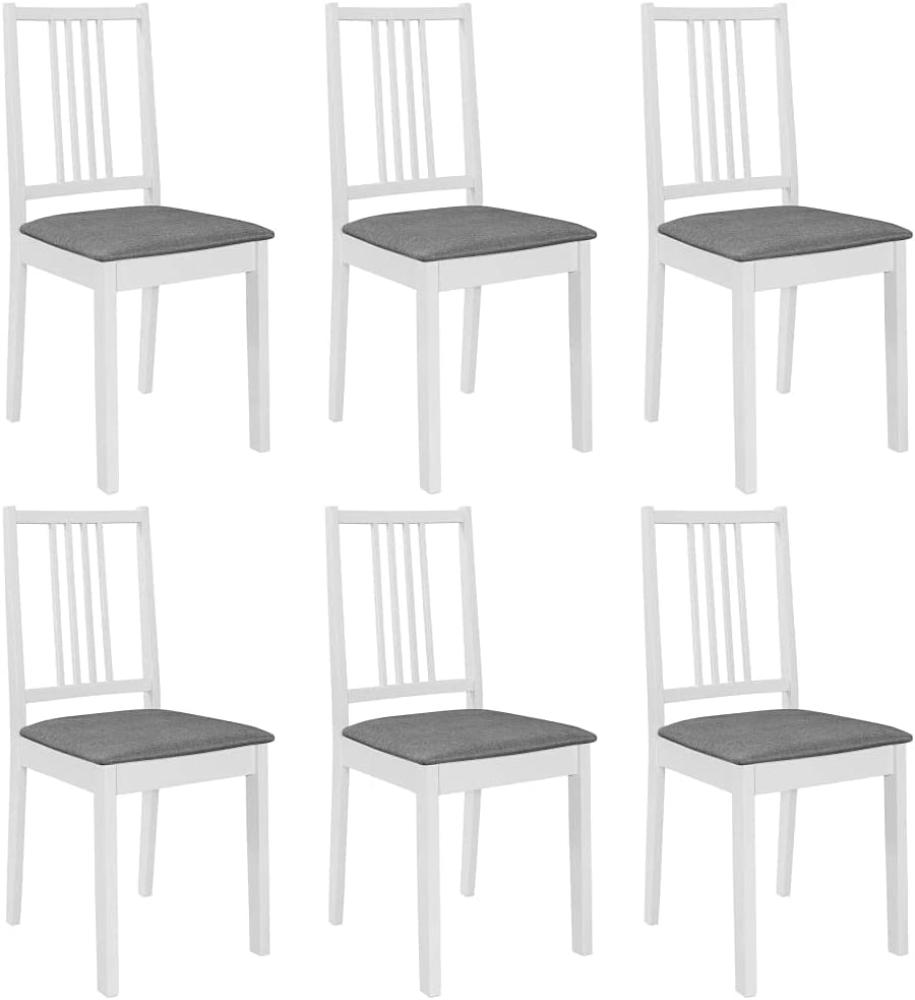 Esszimmerstühle mit Polstern 6 Stk. Weiß Massivholz [276406] Bild 1