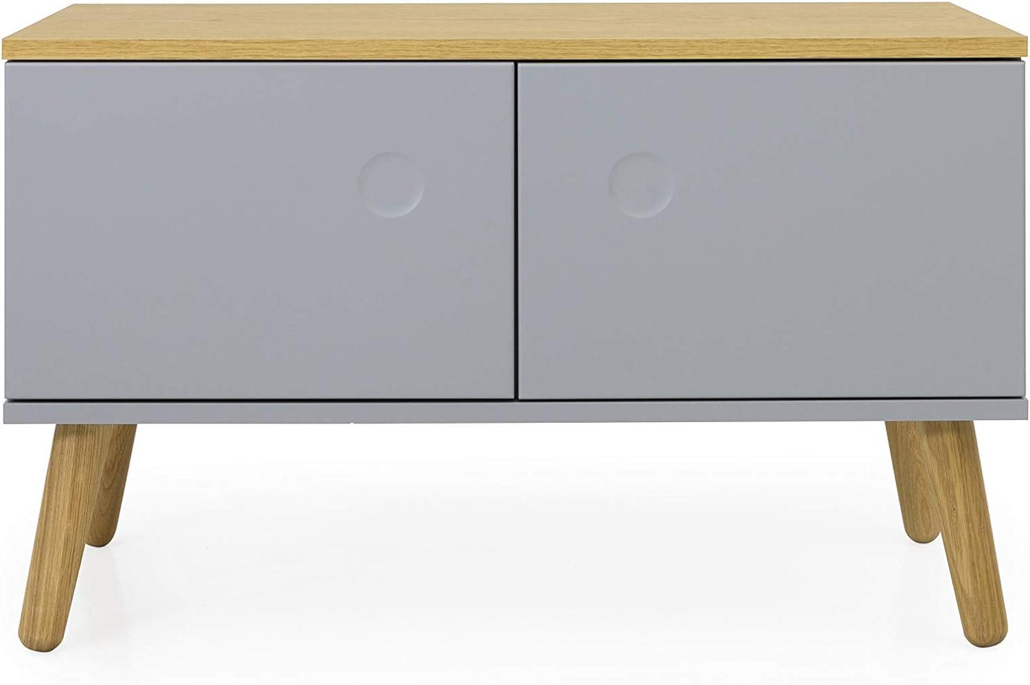 TENZO DOT 2 türen Sitzbank, Engineered Wood, Grau und Eiche, H48 B79 T37 cm Bild 1