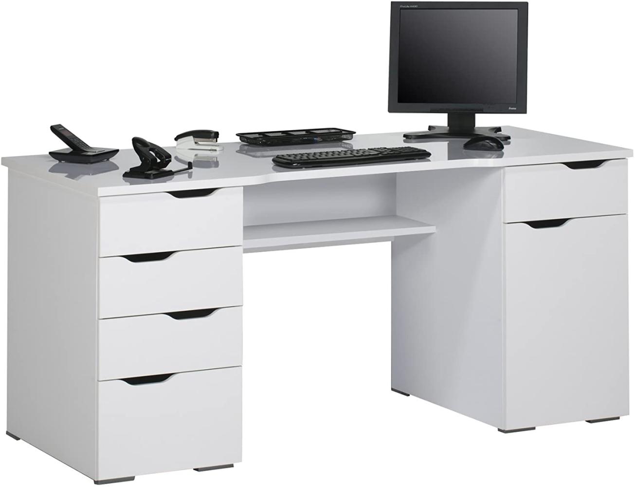 Schreibtisch mit 5 Schubladen, weiß, 160 x 74,5 x 67 cm Bild 1