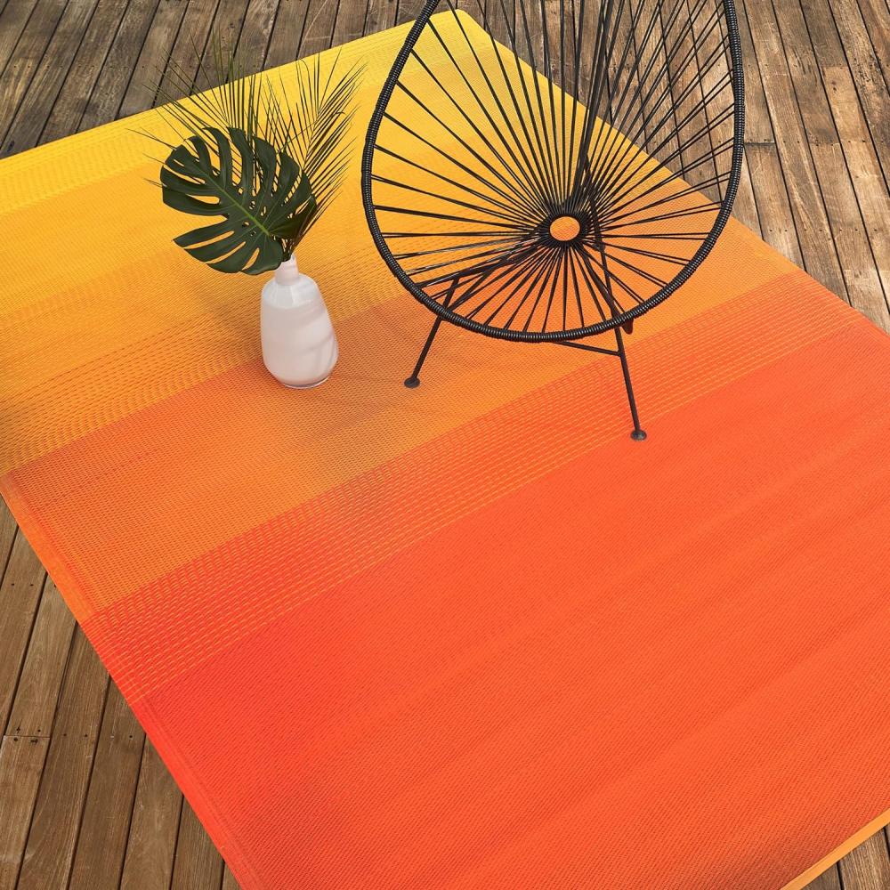 Fab Hab Outdoorteppich Big Sur Sunset aus recyceltem Plastik gelb-orange wetterfest 120x180 cm Bild 1