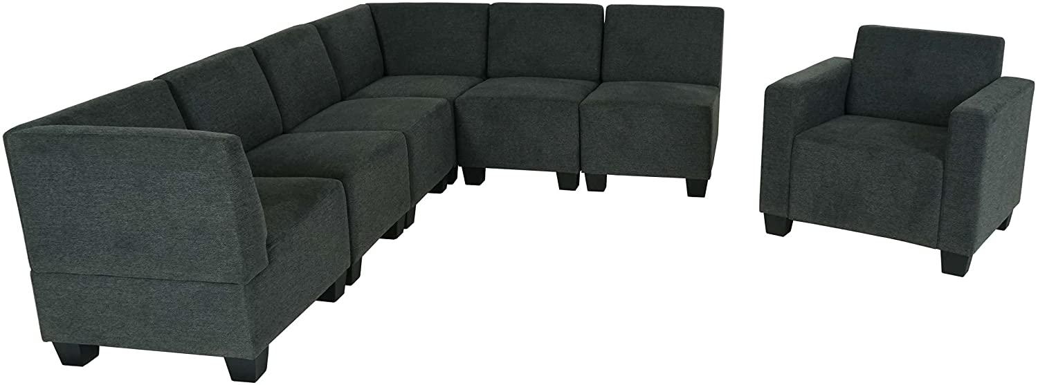 Modular Sofa-System Couch-Garnitur Lyon 6-1, Stoff/Textil ~ anthrazit-grau Bild 1