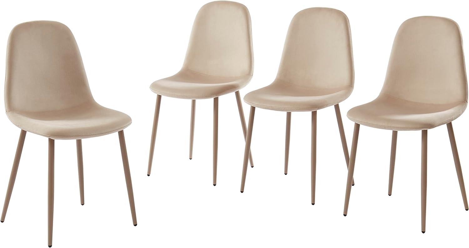 BAÏTA Lena Set mit 4 Stühlen, Samt und Metall, beige, L44cm Bild 1