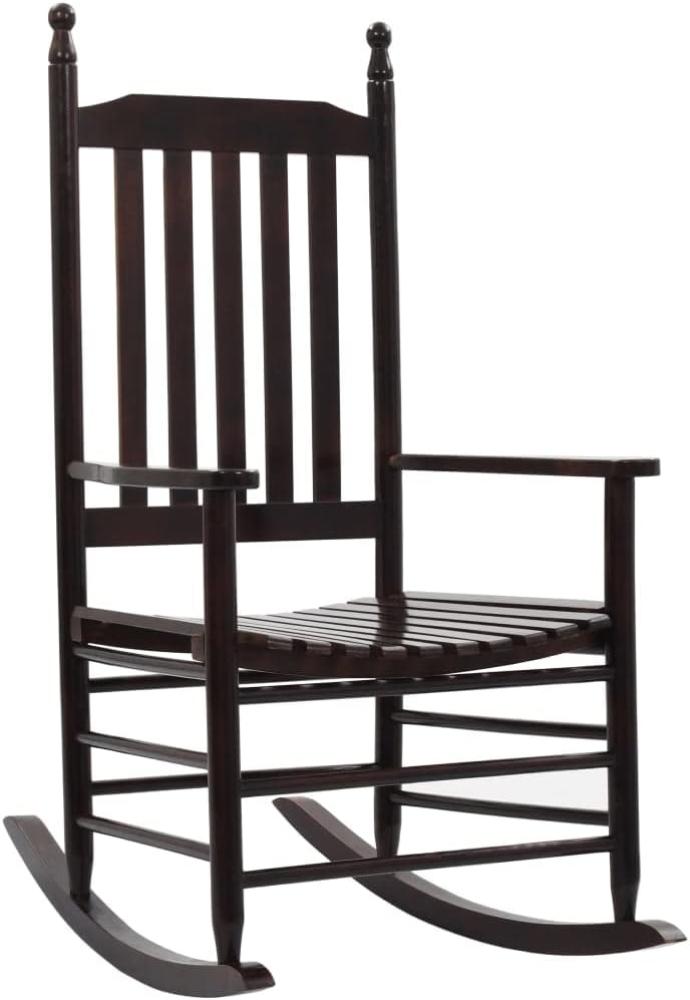 Schaukelstuhl mit gebogener Sitzfläche Braun Pappelholz Bild 1