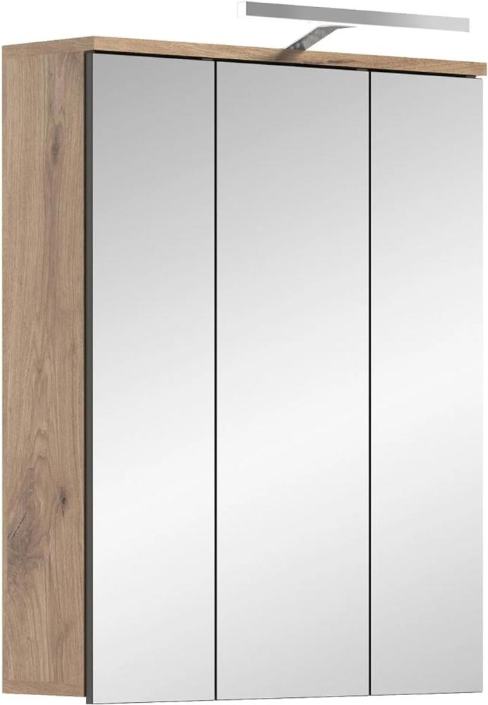 Spiegelschrank Mason - Nox Oak / Spiegelglas mit Badaufsatzleuchte Bild 1