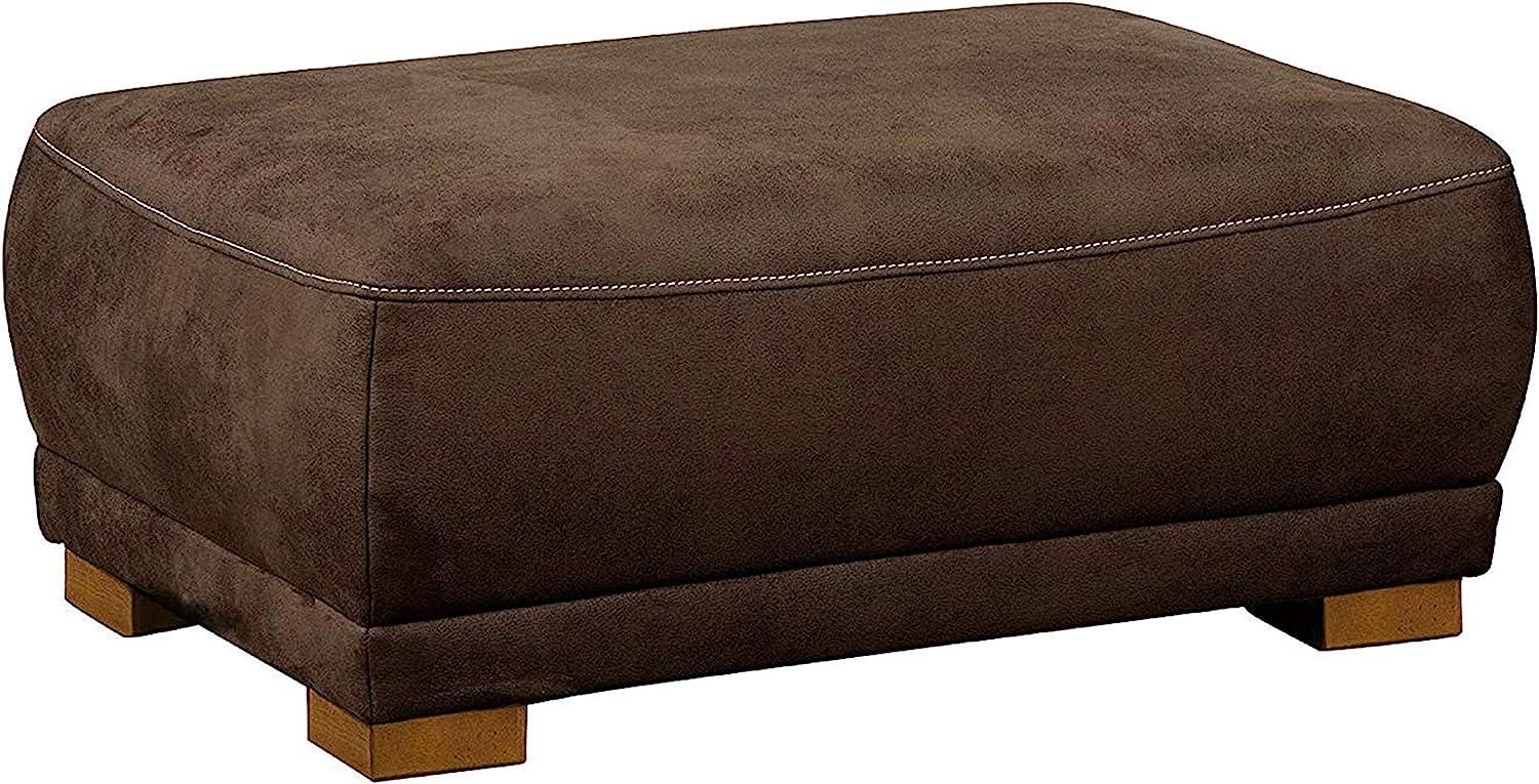Cavadore Sofa-Hocker "Modeo" / Sitzhocker für Sofa mit moderner Kontrastnaht / Hochwertiger Mikrofaser-Bezug in Wildlederoptik / Holzfüße / Maße: 100x40x66 cm (BxHxT) / Farbe: Mokka (dunkelbraun) Bild 1