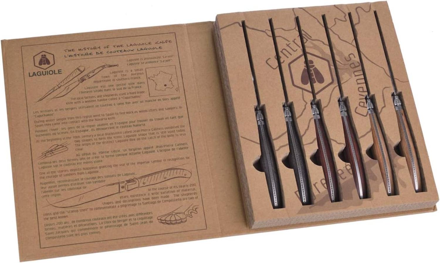 LAGUIOLE - Box 6 Steakmesser - Pakka Holzgriff 3 Farben sortiert - Edelstahl. Bild 1
