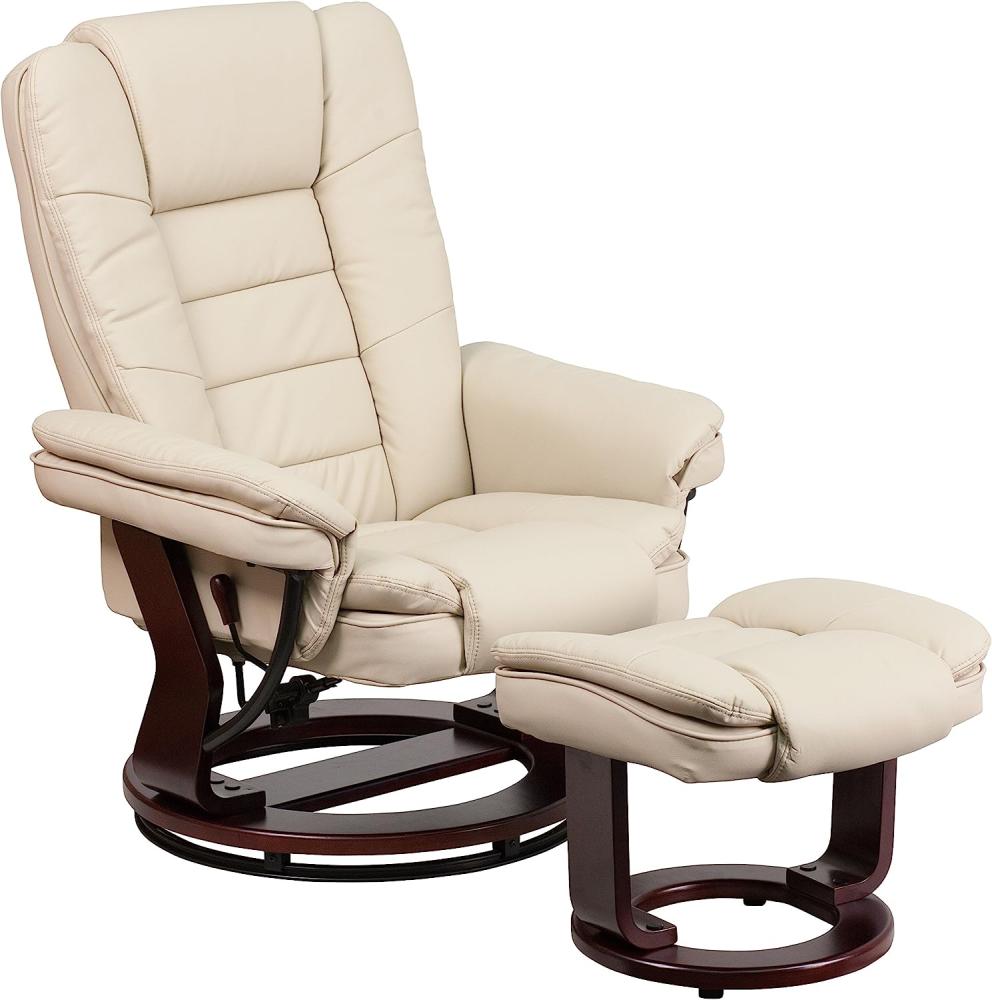 Flash Furniture Drehbarer Liegestuhl und Ottomane, Leder, beige, 1 Stück Bild 1