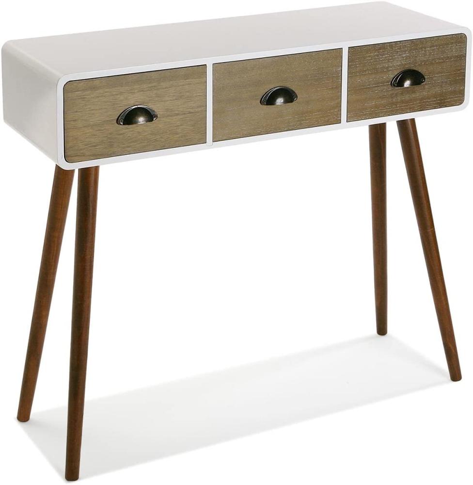 Versa Bourne Schmales Möbelstück für den Eingangsbereich oder Flur, Moderner Konsolentisch, mit 3 Schubladen, Maßnahmen (H x L x B) 80,5 x 30 x 90 cm, Holz, Farbe: Weiß Bild 1