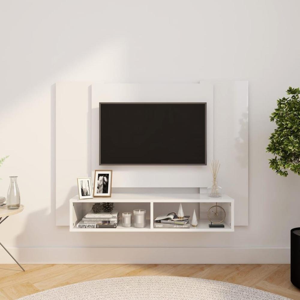 TV-Wandschrank Hochglanz-Weiß 120x23,5x90 cm Spanplatte [808293] Bild 1