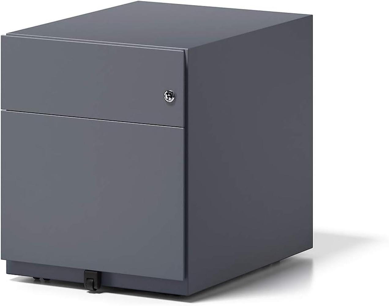Rollcontainer Note™ mit Griffleiste, 1 Universalschublade, 1 HR-Schublade, Farbe anthrazitgrau Bild 1