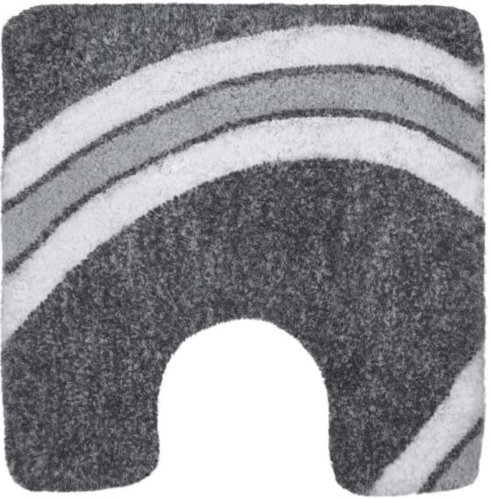 Spirella Badteppich Badematte Duschvorleger Mikrofaser Hochflor | flauschig | rutschhemmend | geeignet für Fußbodenheizung | 55x55 cm | Grau Bild 1