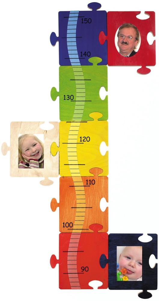 Hess Holzspielzeug 14611 - Messlatte aus Holz für Kinder, Bilderpuzzle, handgefertigt, 8 teilig, geeignet für eine Körpergröße von ca. 85 bis 152 cm Bild 1