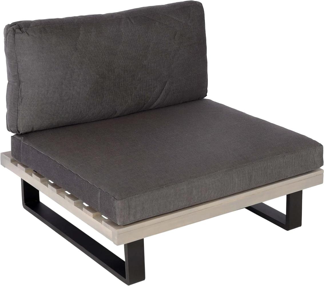 Lounge-Sessel HWC-H54, Garten-Sessel, Spun Poly Akazie Holz MVG-zertifiziert Aluminium ~ grau, Polster dunkelgrau Bild 1