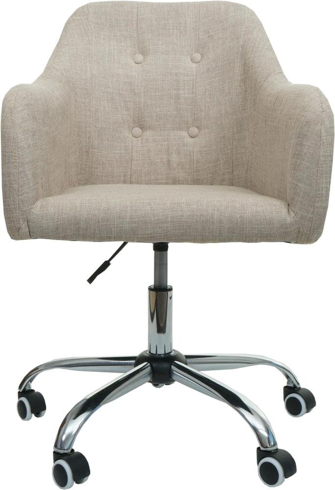Bürostuhl HWC-L92, Drehstuhl Schreibtischstuhl Computerstuhl Bürosessel Stuhl, mit Armlehne ~ Stoff/Textil creme Bild 1