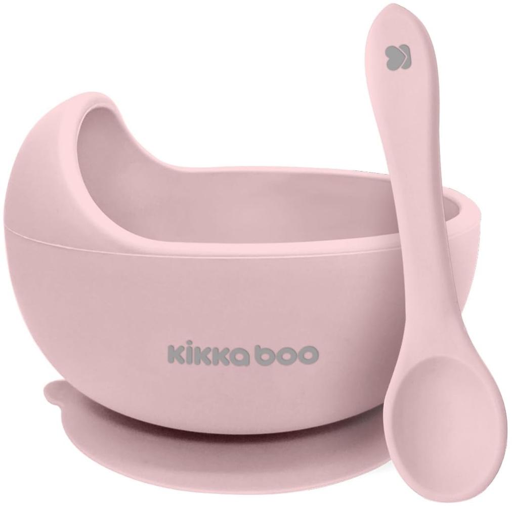 Kikkaboo Kinder Silikonschüssel Yummy, 250 ml Fassungsvermögen, Löffel, Saugfuß rosa Bild 1