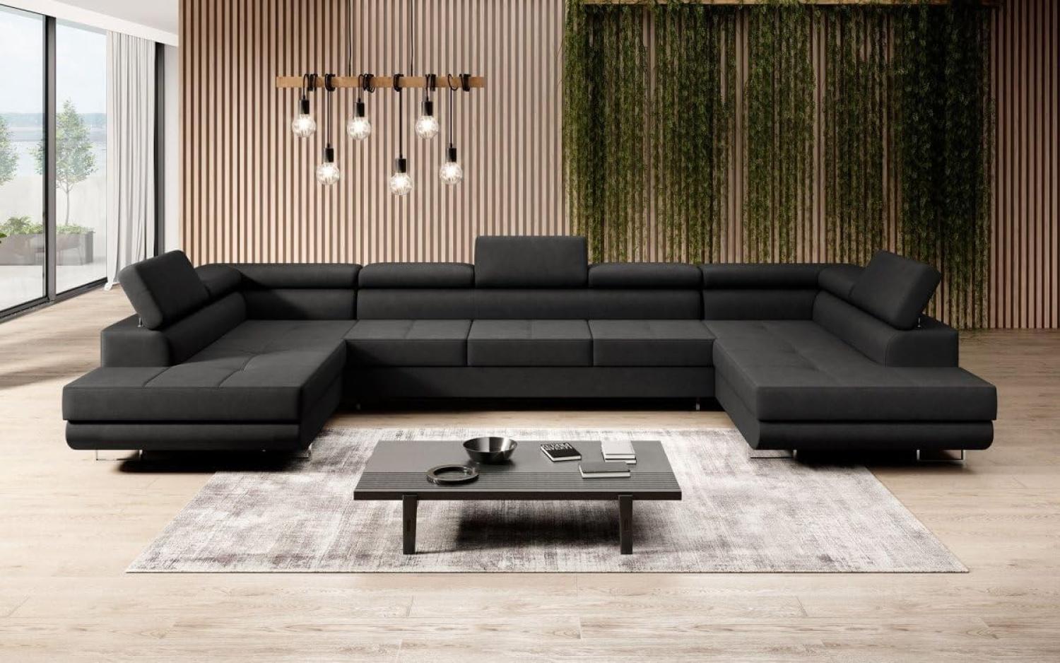 Designer Sofa Positano mit Schlaf und Klappfunktion (Stoff) Schwarz Bild 1