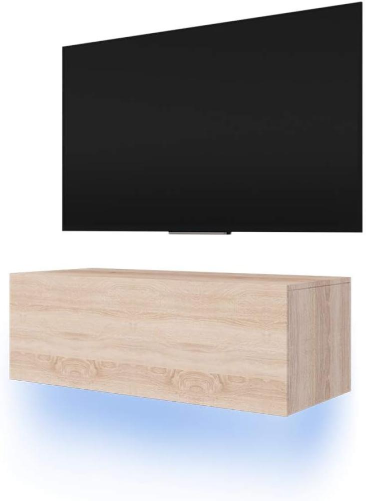 Selsey Skylara – Fernsehschrank/TV-Lowboard mit LED Modern Hängend 100 cm (Holzoptik Sonoma Eiche Matt) Bild 1