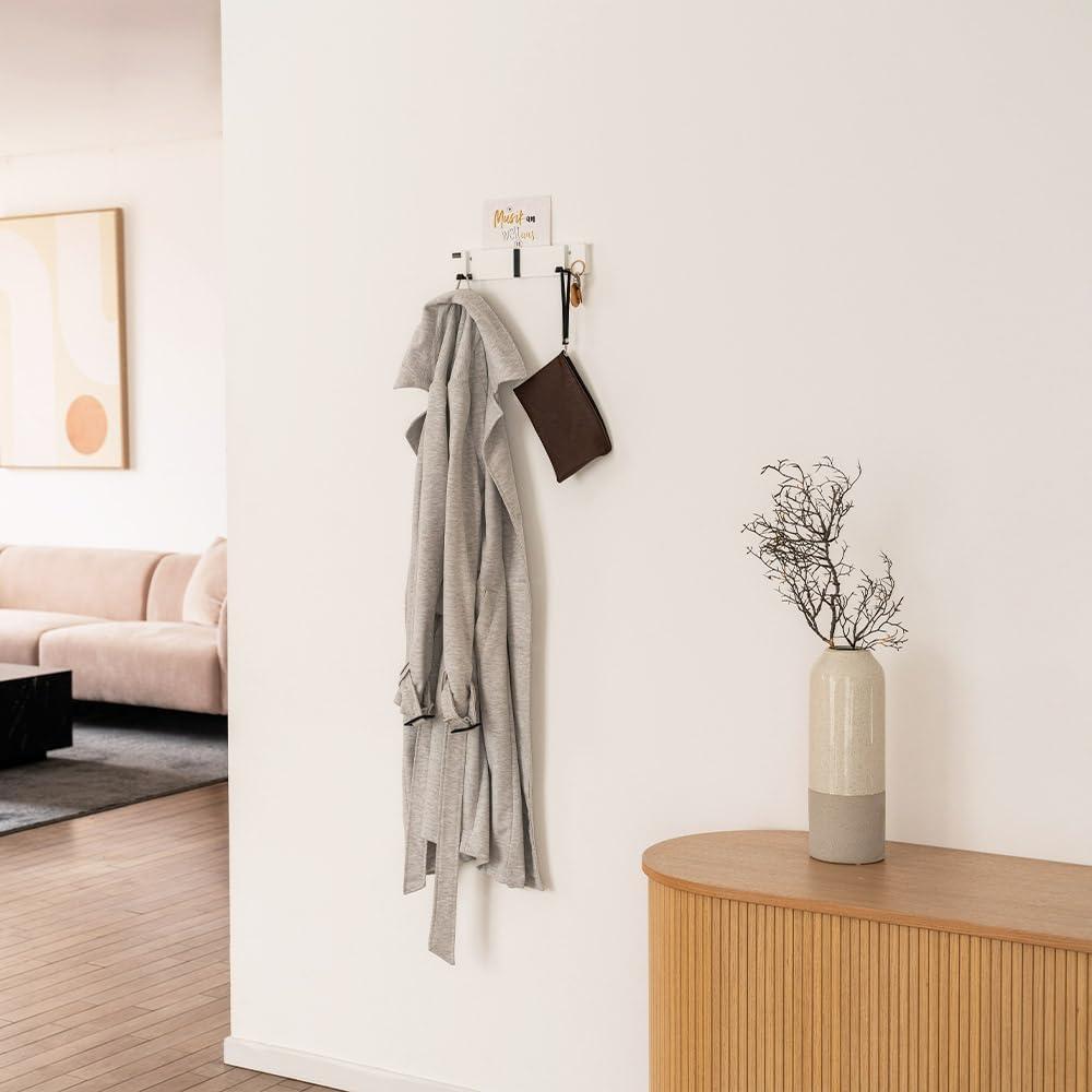 HOME DELUXE Garderobenleiste HOOK inkl. Haken und Magnete - 3 x Haken,HOOK - Farbe:Weiß Bild 1