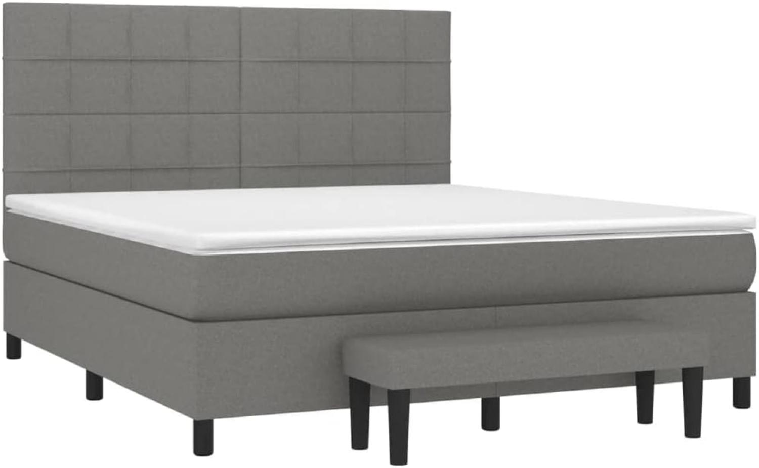 vidaXL Boxspringbett mit Matratze Dunkelgrau 160x200 cm Stoff Bild 1