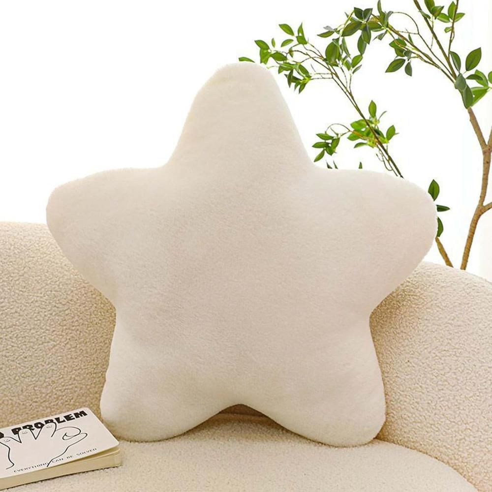 Kuschelkissen Kinder Sternkissen, Plüsch Kissen Dekokissen für kuschelecke kinderzimmer, Weiche Flauschige Sternform Zierkissen Sofakisse für Heimdekoration (Weiß,30CM) Bild 1