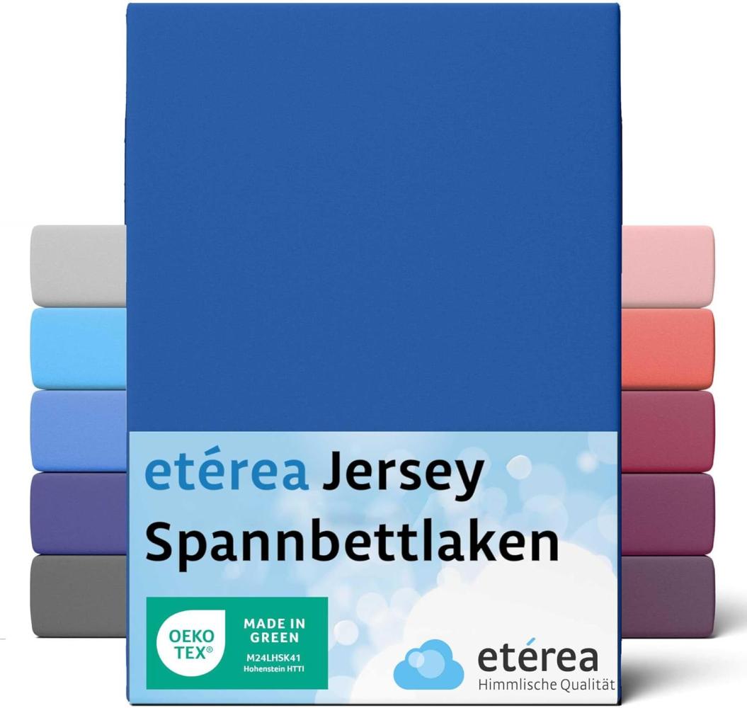 etérea Comfort Jersey Spannbettlaken Blau 200x200 cm - 200x220 cm Bild 1