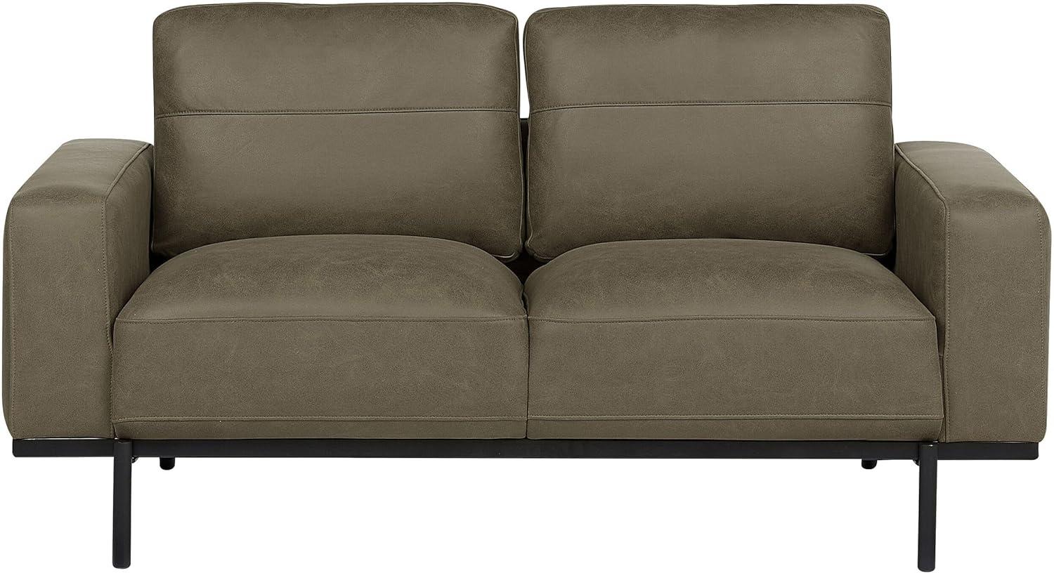 2-Sitzer Sofa Stoff grün Lederoptik SOVIK Bild 1