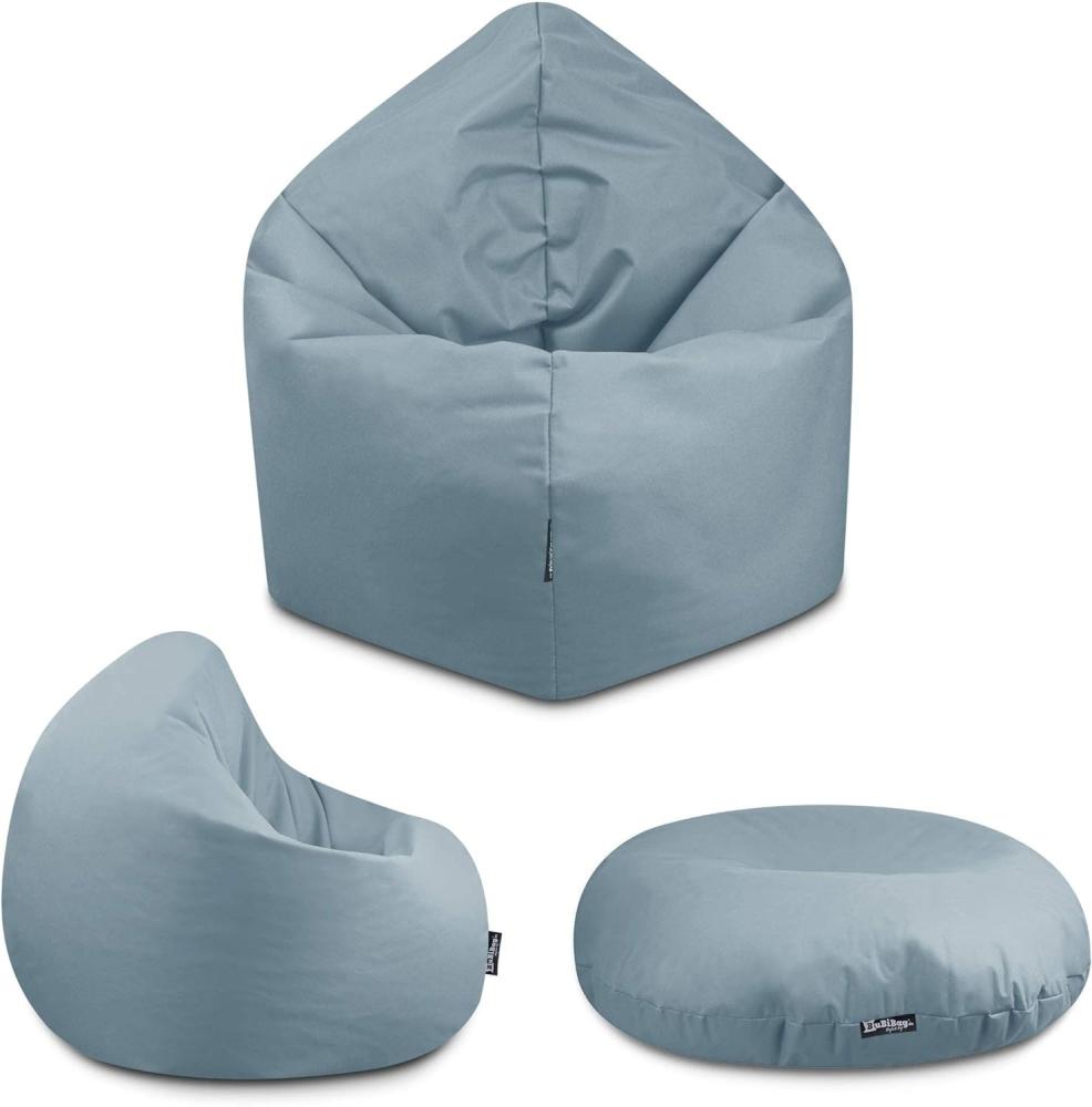 BuBiBag - 2in1 Sitzsack Bodenkissen - Outdoor Sitzsäcke Indoor Beanbag in 32 Farben und 3 Größen - Sitzkissen für Kinder und Erwachsene (125 cm Durchmesser, Grau) Bild 1