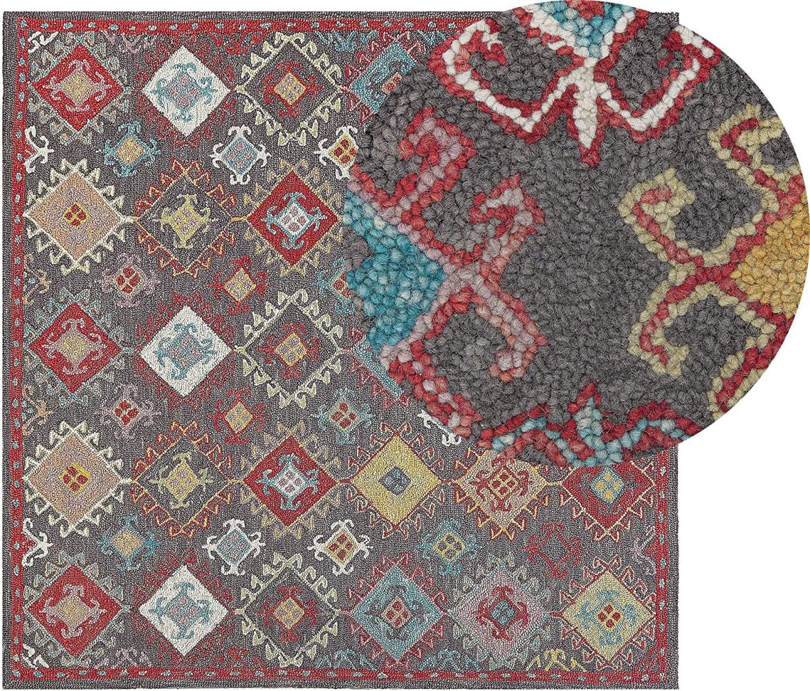 Teppich Wolle mehrfarbig 200 x 200 cm Kurzflor FINIKE Bild 1