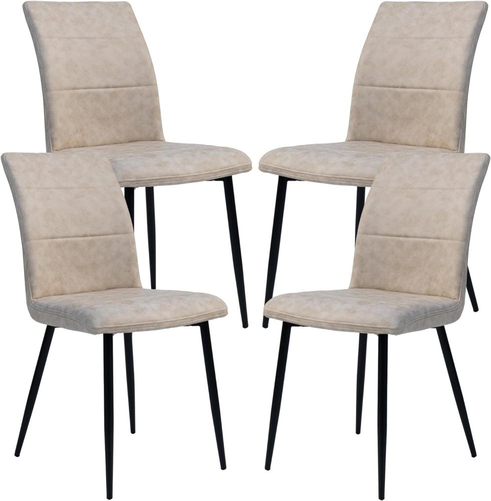 Moderne Esszimmerstühle in Lederoptik - bequeme Stühle mit abgesteppter Vorderseite und bezogener Rückseite - gepolsterte Küchenstühle mit gebogener Rückenlehne für mehr Sitzkomfort Taupe 4 St. Bild 1