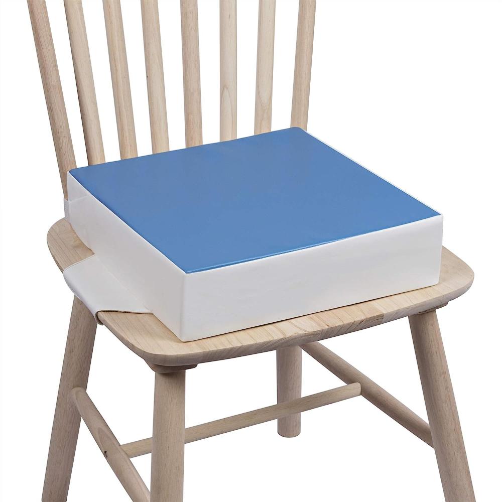 Sitzerhöhung Stuhl Kind Kalawen 32 x 32 x 8 cm Sitzkissen Kinder für Baby PU Waschbar Tragbare Sitzerhöhung mit 2 Sicherheitsschnalle Gurte Kindersitzkissen Blau Bild 1