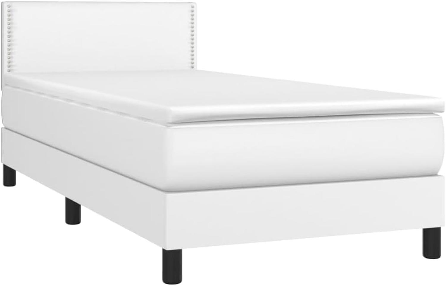 Boxspringbett mit Matratze Weiß 100x200 cm Kunstleder (Farbe: Weiß) Bild 1