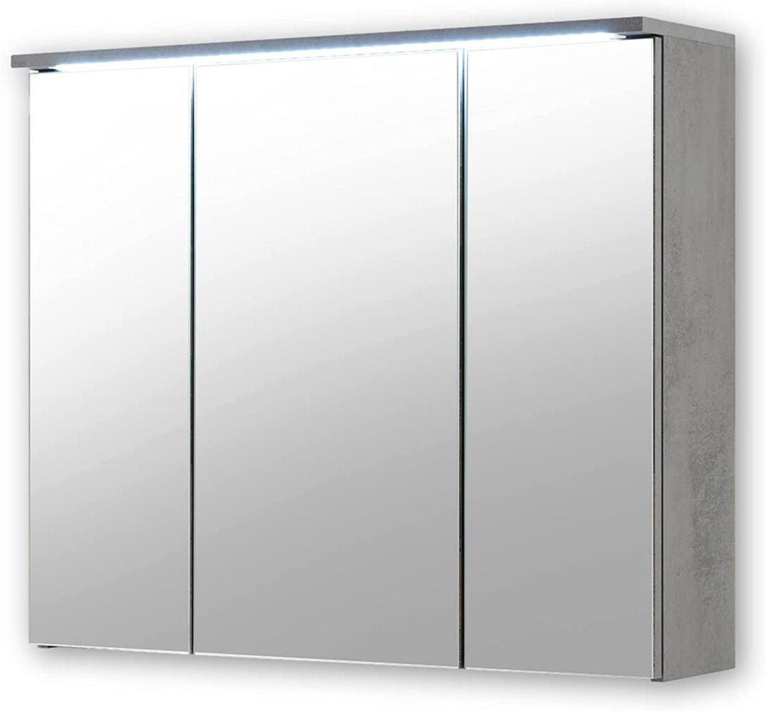 INDIANA Spiegelschrank Bad mit LED-Beleuchtung in Old Wood Optik, Betonoxid - Badezimmerspiegel Schrank mit viel Stauraum - 80 x 68 x 23 cm (B/H/T) Bild 1