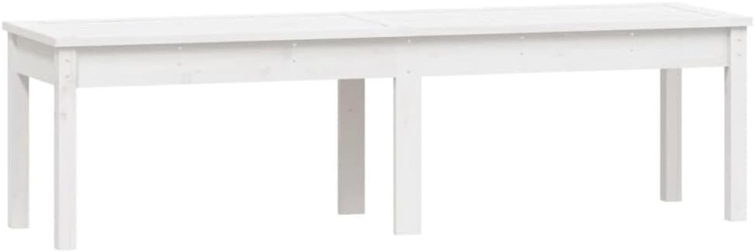 vidaXL Gartenbank 2-Sitzer Weiß 159,5x44x45 cm Massivholz Kiefer Bild 1
