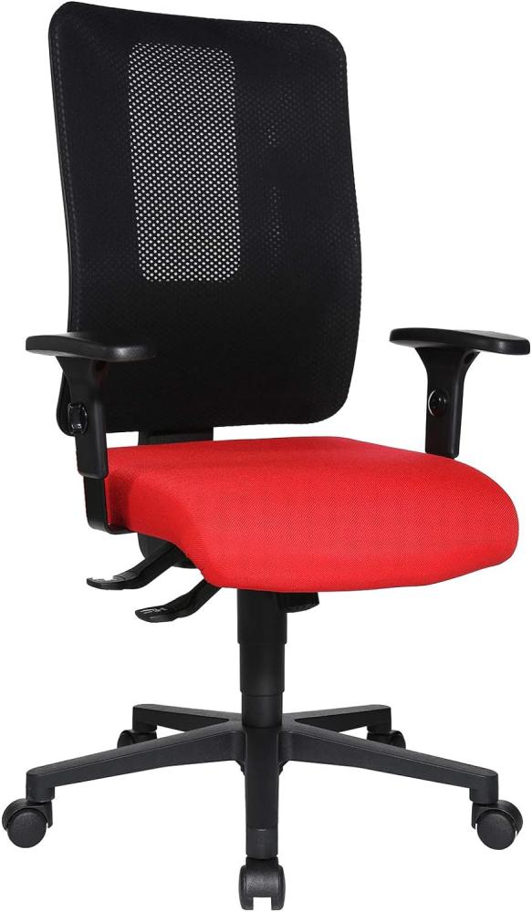 Topstar Open X (N) ergonomischer Bürostuhl, Schreibtischstuhl, atmungsaktive Netzbespannung, Stoffbezug, rot/schwarz Bild 1