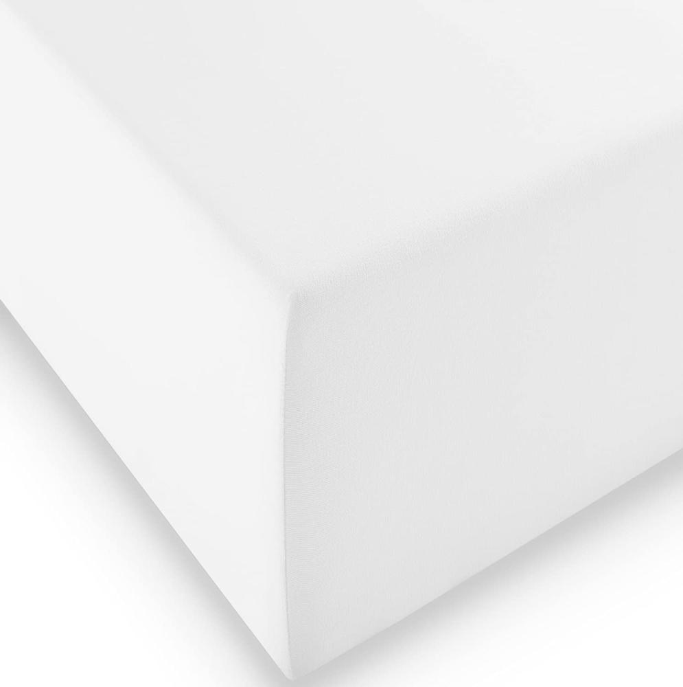 fleuresse Jersey-Elasthan Spannbettlaken Comfort XL 90x200 cm Weiß Bild 1
