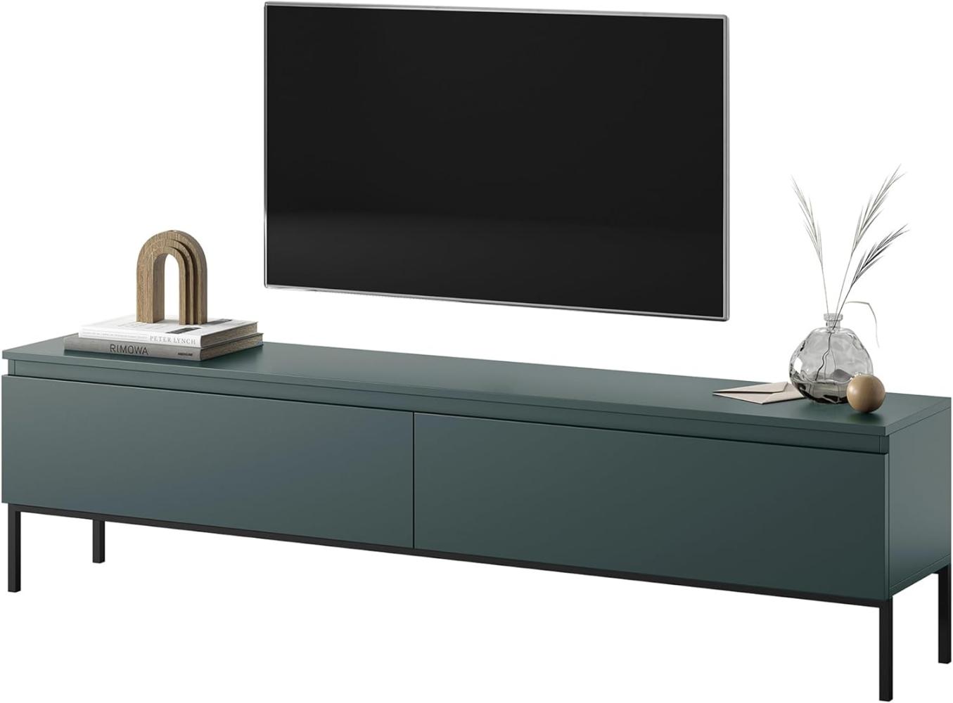 Selsey Bemmi TV-Lowboard TV-Schrank, Dunkelgrün mit schwarzen Metallbeinen, 175 cm Bild 1
