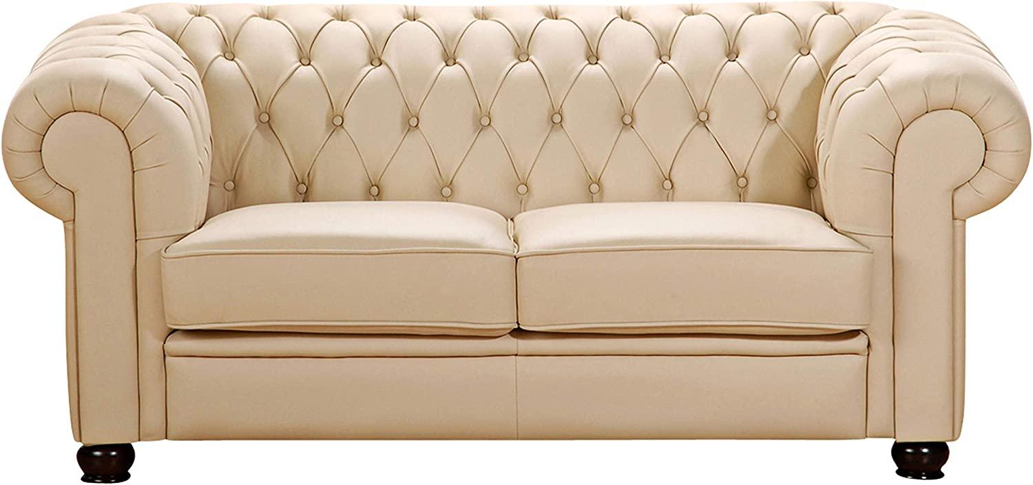 Chandler Sofa 2-Sitzer pigmentiertes Nappaleder Beige Buche Nussbaumfarben Bild 1
