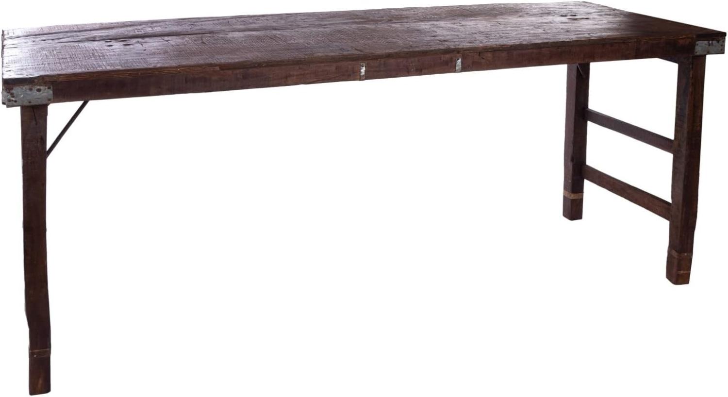 Holztisch 170 x 55 x 70 cm aus recyceltem Holz dunkel mit klappbaren Beinen Bild 1