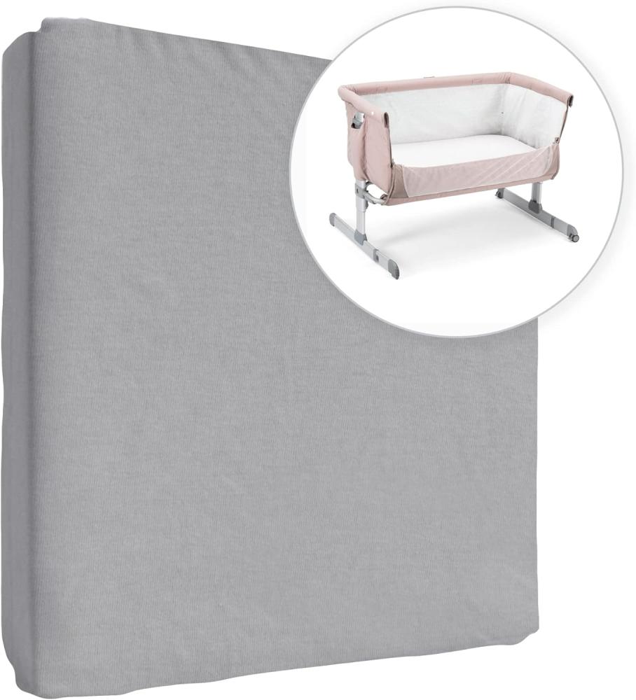 Jersey 100% Baumwolle Spannbettlaken für 83 x 50 cm Baby Co-Sleeper Kinderbett Matratze (Grau) Bild 1
